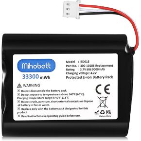 Replacement Battery 300-10186 for ADT Command Smart Security Panels and Honeywell ADT 2X16 AIO Panels, 3.6V/3.7V/4.2V, 9000mAh, 33.3Wh