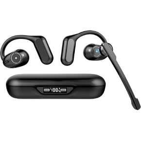 BANIGIPA Open Ear Headphones w/Detachable Boom Mic, True Wireless Earbuds w/DSP Noise Canceling Microphone for Calling, Bluetooth 5.4 Headset w/Charging Case for Office Home Working Traveling-60H