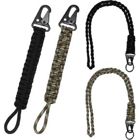 4Pcs Paracord Key Lanyard - Heavy Duty Braided Rope Keychain Lanyard, Long/Short Lanyards for Keys for Men/Women, Necklace Lanyard for Outdoor Activities Camping Hiking
