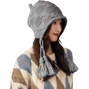 PENINSULA LOVE Women Peruvian Beanie Hat Sherpa Earflap Knitted Beanie Winter Laplander Cap Warm Slouchy Skull Beanie
