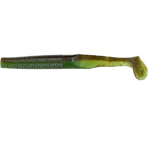 YAMAMOTO 4" Swimming Senko Soft Worm Paddle Tail Fishing Swim Bait Lures - 10 Pack, Green Pumpkin with Red Flake & Fading Watermelon Laminate