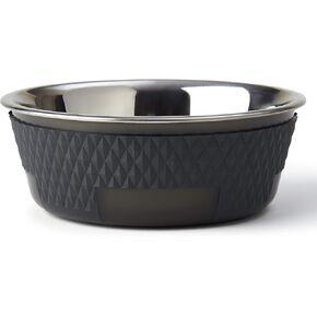 PetRageous 16019 Kona Stainless Steel Non-Slip Dishwasher Safe Dog Bowl 3.75-Cup 6.75-Inch Diameter 2.5-Inch Tall for Medium and Large Dogs and Cats 30-Ounce, Grey