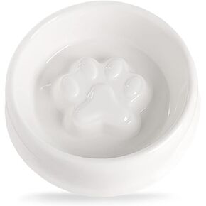 Sweejar Ceramic Dog Bowl, Relief Dog Paw Pattern, Puppy Dog Food Dish, Porcelain Pet Slow Feeder Water Bowl (20 Fl Oz, Turquoise)