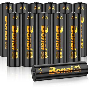 BONAI Lithium Batteries AA, 3500mAh Longest Lasting 1.5V Double A Battery - Ultimate Power for High Drain Devices, Non-Rechargeable (12 Pack)
