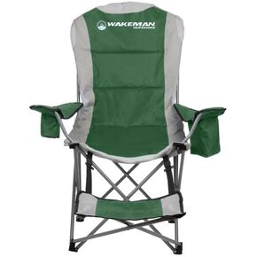 Wakeman Camping Chair with Foot Rest - 300lb Capacity Beach Chair with Footrest, Cupholder, and Cooler Pouch - Portable Chair Outdoors (Green)