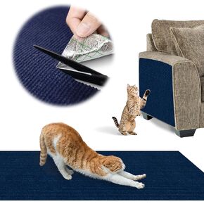 Trimmable Self-Adhesive Cat Scratch Carpet 78.7"x15.7", Cat Scratch Furniture Protector, Cat Scratching Mat, Replacement for Cat Tree Shelf Shelves and Scratching Post, Easy DIY Cat Scratcher
