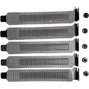 5pcs High Profile Black PCI Slot Cover Dust Filter Blanking Plate Hard Steel with Screw