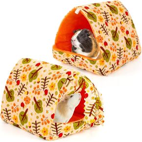2 Pack Guinea Pig Hideout, Guinea Pig Bed Guinea Pig Tunnel with Curtains Washable Small Animal House Cage Accessories for Dwarf Rabbits Chinchillas Hamsters Hedgehog (Blue Guinea Pig Hideout)