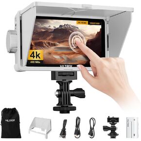 VILTROX DC-V1 5.5" Camera Field Monitors for DSLR Touchscreen Camera Monitor 4K HDMI Video External Monitor for Sony Canon Nikon 2000nits 3D LUT 1920×1080 IPS HD Video with Hood Rechargeable Battery
