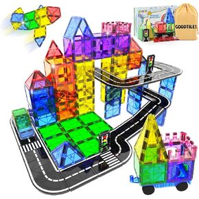 Goodtiles Magnetic Tiles Magnet Toys for Girls Boys, Sensory STEM Kids Toys Magnetic Blocks Building Toys for Kids, Preschool Learning Montessori Toys for 3+ Year Old, Toddler Toys Age 3-5 5-7