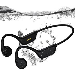 Bone Conduction Swimming Headphones, Open Ear Bluetooth Sport Earphones with Built-in MP3 Player 32G Memory and Mic, IPX8 Waterproof Wireless Headset for Swimming,Running,Cycling,Driving