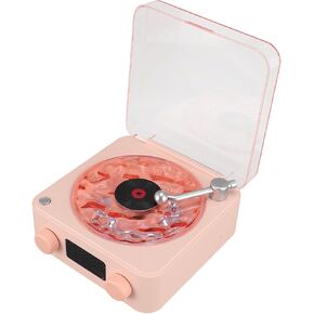 Record Player Bluetooth Speaker with Night Light and Time Display, Classic Record Player Design, Ideal Gift for Girls, Volume and Rich Bass, USB Support, for Bedrooms