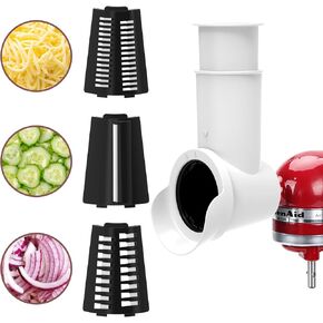 Slicer/Shredder Attachments for KitchenAid Stand Mixers, Food Slicers Cheese Grater Attachment, Salad Maker Accessory Vegetable Chopper with 3 Blades Dishwasher Safe