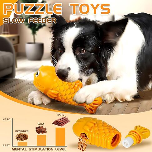Dog Chew Toys for Aggressive Chewers, Dog Treat Dispenser Puzzle Toys for Large Dogs, Durable Nylon Dog Toys to Keep Them Busy, Interactive Squeaky Dog Toys for Medium/Large Breeds in Saudi Arabia