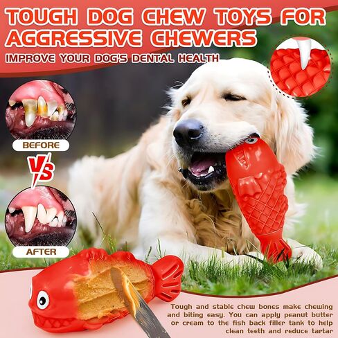 Dog Chew Toys for Aggressive Chewers, Dog Treat Dispenser Puzzle Toys for Large Dogs, Durable Nylon Dog Toys to Keep Them Busy, Interactive Squeaky Dog Toys for Medium/Large Breeds in Saudi Arabia