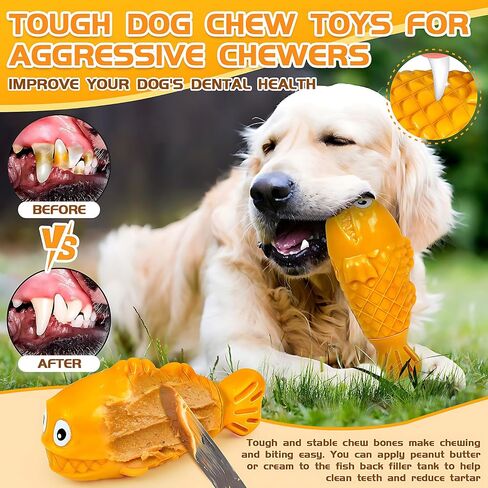 Dog Chew Toys for Aggressive Chewers, Dog Treat Dispenser Puzzle Toys for Large Dogs, Durable Nylon Dog Toys to Keep Them Busy, Interactive Squeaky Dog Toys for Medium/Large Breeds in Saudi Arabia