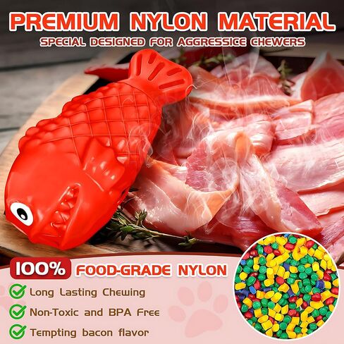 Dog Chew Toys for Aggressive Chewers, Dog Treat Dispenser Puzzle Toys for Large Dogs, Durable Nylon Dog Toys to Keep Them Busy, Interactive Squeaky Dog Toys for Medium/Large Breeds in Saudi Arabia