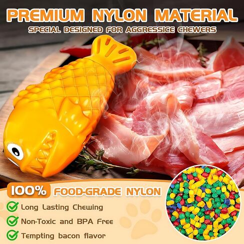 Dog Chew Toys for Aggressive Chewers, Dog Treat Dispenser Puzzle Toys for Large Dogs, Durable Nylon Dog Toys to Keep Them Busy, Interactive Squeaky Dog Toys for Medium/Large Breeds in Saudi Arabia