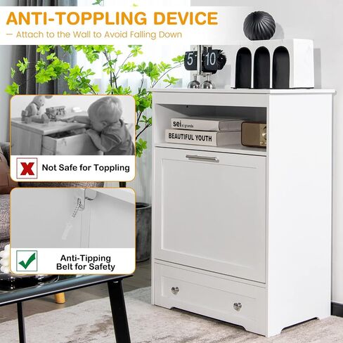 Tangkula Pet Feeder Station, Dog Food Storage Container with Double Pull Out Dog Bowls, Pet Food Toy Organizer Cabinet, Pet Feeding Station Furniture for Dogs Cats Feeding & Watering Supplies (White) in Saudi Arabia