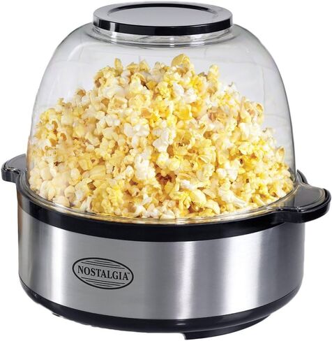 Nostalgia Classic Electric Stirring Popcorn Maker, Makes 8 Cups, Large Lid Doubles as Serving Bowl, Quick Heat Technology, for Kettle Corn and Roasted Nuts, Black in Kuwait
