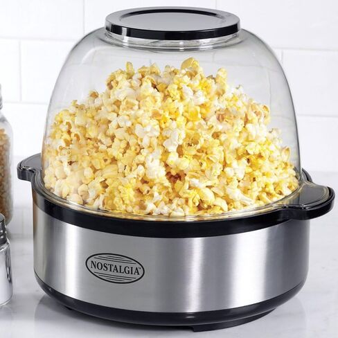 Nostalgia Classic Electric Stirring Popcorn Maker, Makes 8 Cups, Large Lid Doubles as Serving Bowl, Quick Heat Technology, for Kettle Corn and Roasted Nuts, Black in Kuwait