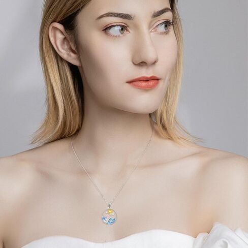 Dreamboat Wave Necklace Opal Necklace for Women Sterling Silver Sun Necklace Sunrise to Sunset Opal Jewelry Anniversary Birthday Gifts for Daughter Wife Mom Girls Her in Kuwait