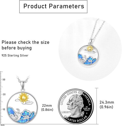Dreamboat Wave Necklace Opal Necklace for Women Sterling Silver Sun Necklace Sunrise to Sunset Opal Jewelry Anniversary Birthday Gifts for Daughter Wife Mom Girls Her in Kuwait