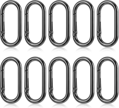 Small Carabiner Clip, 10 Pcs 2 Inch Aluminum Alloy Locking Carabiner Oval Mini Carabiner Keychain Heavy Duty Spring Snap Hooks for Outdoor Climbing Camping Fishing Hiking (Black) in Saudi Arabia