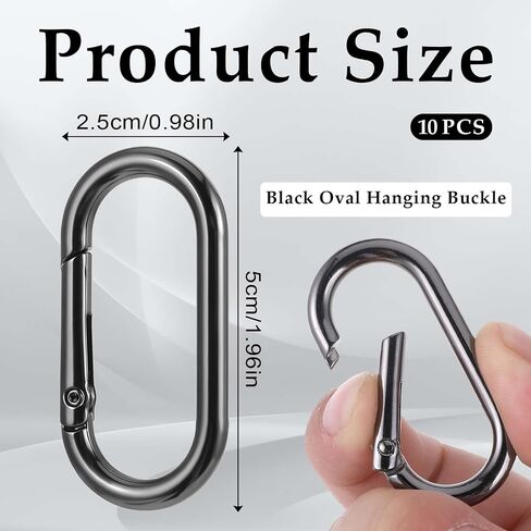 Small Carabiner Clip, 10 Pcs 2 Inch Aluminum Alloy Locking Carabiner Oval Mini Carabiner Keychain Heavy Duty Spring Snap Hooks for Outdoor Climbing Camping Fishing Hiking (Black) in Saudi Arabia