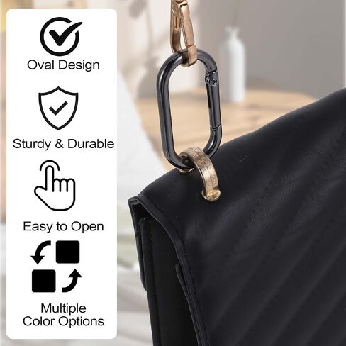 Small Carabiner Clip, 10 Pcs 2 Inch Aluminum Alloy Locking Carabiner Oval Mini Carabiner Keychain Heavy Duty Spring Snap Hooks for Outdoor Climbing Camping Fishing Hiking (Black) in Saudi Arabia