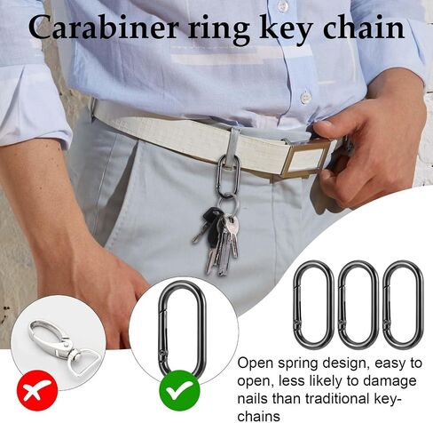 Small Carabiner Clip, 10 Pcs 2 Inch Aluminum Alloy Locking Carabiner Oval Mini Carabiner Keychain Heavy Duty Spring Snap Hooks for Outdoor Climbing Camping Fishing Hiking (Black) in Saudi Arabia
