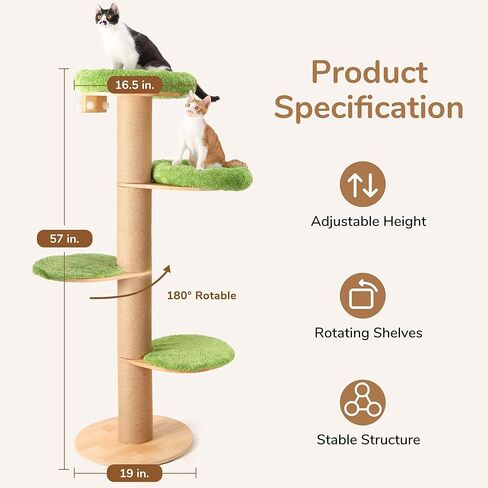 FUKUMARU Cat Tree, 4 Tier Cat Window Perch with Spacious Plush Bed, Versatile Wall or Window Mount Climbing Tower with Thick Scratching Posts for Sleeping, Scratching and Watching Birds in Saudi Arabia