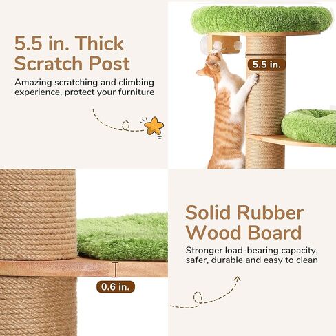 شجرة القطط من فوكومارو، مجثم نافذة للقطط مكون من 4 طبقات مع سرير فخم واسع، جدار متعدد الاستخدامات أو برج تسلق مثبت على النافذة مع أعمدة خدش سميكة للنوم والخدش ومشاهدة الطيور in Kuwait