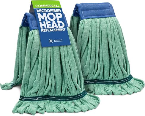 Commercial Mop Head Replacement - 2 Pack Blue Large Microfiber Tube Mop (18 oz.) | Industrial Wet Mops | Washable Refill, Reusable, Heavy Duty, Looped End Mopheads | Hardwood, Concrete in Saudi Arabia