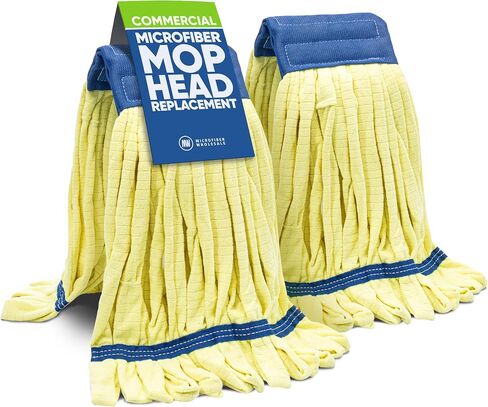 Commercial Mop Head Replacement - 2 Pack Blue Large Microfiber Tube Mop (18 oz.) | Industrial Wet Mops | Washable Refill, Reusable, Heavy Duty, Looped End Mopheads | Hardwood, Concrete in Saudi Arabia