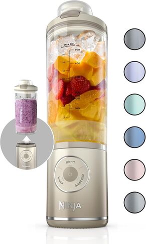 Ninja Blast Max, Portable Blender + Twist & Go, Personal Blender, Ninja Blender, Smoothie, Blend, Ice Crush, 3 Programs, Cordless, 22oz removable Vessel, Dishwasher Safe, Leakproof, Sea Glass, BC251MT in Saudi Arabia
