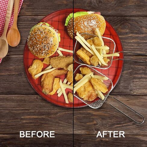 8 قطع من سلال تقديم البطاطس المقلية من Eyourlife، سلة قلي من الفولاذ المقاوم للصدأ، حامل أجنحة دجاج مربعة صغيرة مقاس 10.16 سم، لتقديم الطعام على طاولة المطاعم والمقهى in Kuwait