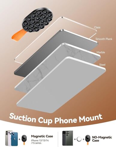 حامل هاتف بكأس شفط مغناطيسي من JOYROOM، حامل هاتف من السيليكون Octo Cup Buddy، حامل هاتف مثبت بالشفط Magsafe للاستحمام/المرآة، TikTok Creator، صور سيلفي بدون استخدام اليدين/المكالمات/الاجتماعات (أسود) in Saudi Arabia