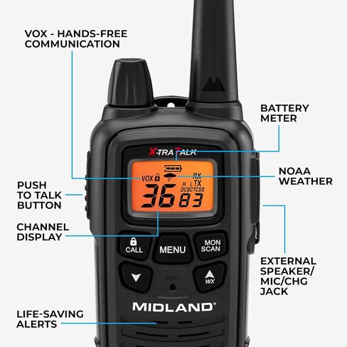 Midland – LXT600BBX6 Gang Charger Business Radio Walkie Talkie with Ear Piece - Small, Lightweight - Security Restaurants Retail Cafes - Two Way Radio with Charging Base- Rechargeable- 6 Units in Saudi Arabia