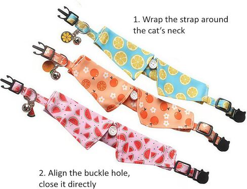 Collar for Cats Dogs Cat Strap with Bell Breakaway Bow Collar Solid & Safe Buckle Pet Supplies Fruit Accessories Collar Handmade Sewing Detachable Pet Collar (Lemon) in Saudi Arabia