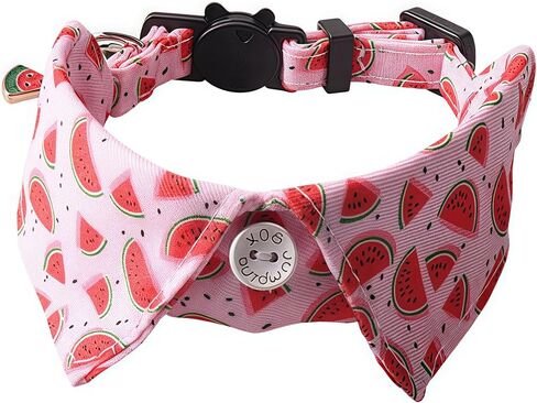 Collar for Cats Dogs Cat Strap with Bell Breakaway Bow Collar Solid & Safe Buckle Pet Supplies Fruit Accessories Collar Handmade Sewing Detachable Pet Collar (Lemon) in Saudi Arabia