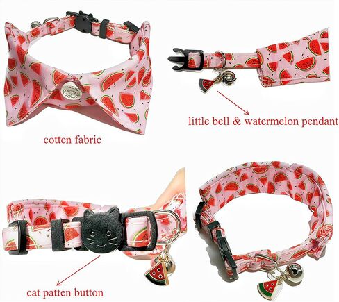 Collar for Cats Dogs Cat Strap with Bell Breakaway Bow Collar Solid & Safe Buckle Pet Supplies Fruit Accessories Collar Handmade Sewing Detachable Pet Collar (Lemon) in Saudi Arabia