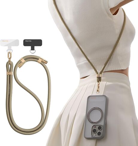 TORRAS Phone Lanyard Crossbody with 2 Phone Tabs, Adjustable Anti Theft Phone Strap for All Phones, Premium Metal Buckles, Skin-Friendly, Universal Cell Phone Neck lanyard for Women and Men, Black in Saudi Arabia