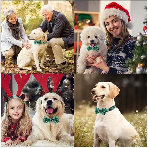 Dog Collars with Bow,Velvet Puppy Collar with Zinc Alloy Safety Buckle, Adjustable Soft Dog Bow Tie Collar, Detachable Breakaway Dog Collar with Metal D-Ring for Small Medium Large Dogs in Saudi Arabia