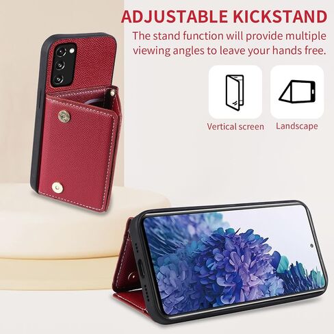Phone Case for Samsung Galaxy S20 FE 5G 6.5inch Wallet Cover with Crossbody Shoulder Strap and Leather Credit Card Holder Pocket Slim S 20 EF UW S20FE5G S20FE 20S S2O Fan Edition 4G G5 Red in Saudi Arabia
