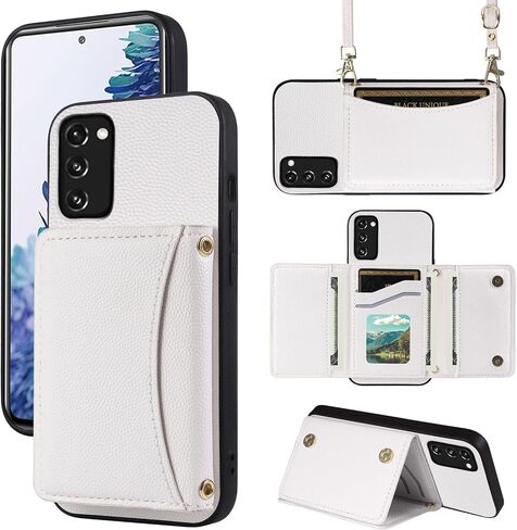 Phone Case for Samsung Galaxy S20 FE 5G 6.5inch Wallet Cover with Crossbody Shoulder Strap and Leather Credit Card Holder Pocket Slim S 20 EF UW S20FE5G S20FE 20S S2O Fan Edition 4G G5 Red in Saudi Arabia