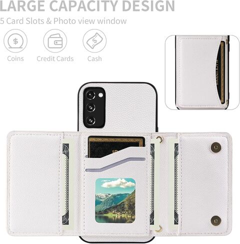 Phone Case for Samsung Galaxy S20 FE 5G 6.5inch Wallet Cover with Crossbody Shoulder Strap and Leather Credit Card Holder Pocket Slim S 20 EF UW S20FE5G S20FE 20S S2O Fan Edition 4G G5 Red in Saudi Arabia