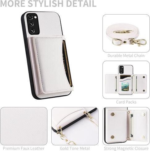 Phone Case for Samsung Galaxy S20 FE 5G 6.5inch Wallet Cover with Crossbody Shoulder Strap and Leather Credit Card Holder Pocket Slim S 20 EF UW S20FE5G S20FE 20S S2O Fan Edition 4G G5 Red in Saudi Arabia