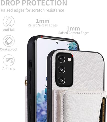 Phone Case for Samsung Galaxy S20 FE 5G 6.5inch Wallet Cover with Crossbody Shoulder Strap and Leather Credit Card Holder Pocket Slim S 20 EF UW S20FE5G S20FE 20S S2O Fan Edition 4G G5 Red in Saudi Arabia
