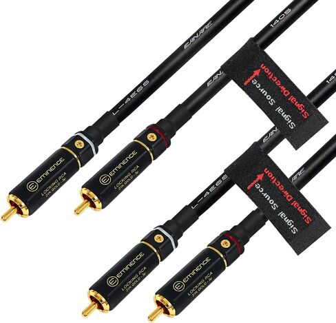 WORLDS BEST CABLES 2 Foot RCA Cable Pair - Canare L-4E6S, Star Quad, Audio Interconnect Cable with Premium Gold Plated Locking RCA Connectors - Directional - Custom Made in Saudi Arabia